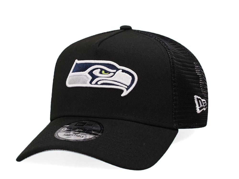 New Era Seattle Seahawks Black Trucker A Frame 9Forty Snapback Cap