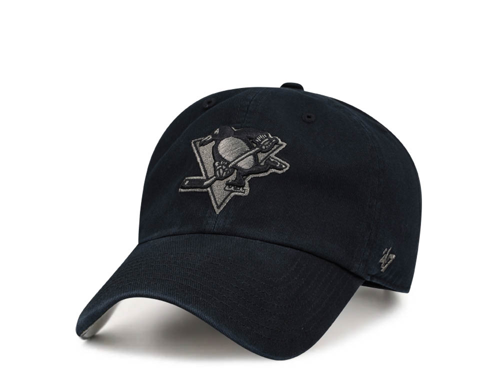 47Brand Pittsburgh Penguins Black Ballpark Camo Clean Up Strapback Cap