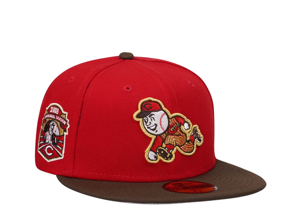 New Era Cincinnati Reds Inaugural Season 2003 Golden Chocolate Two Tone Prime Edition 59Fifty Fitted Cap