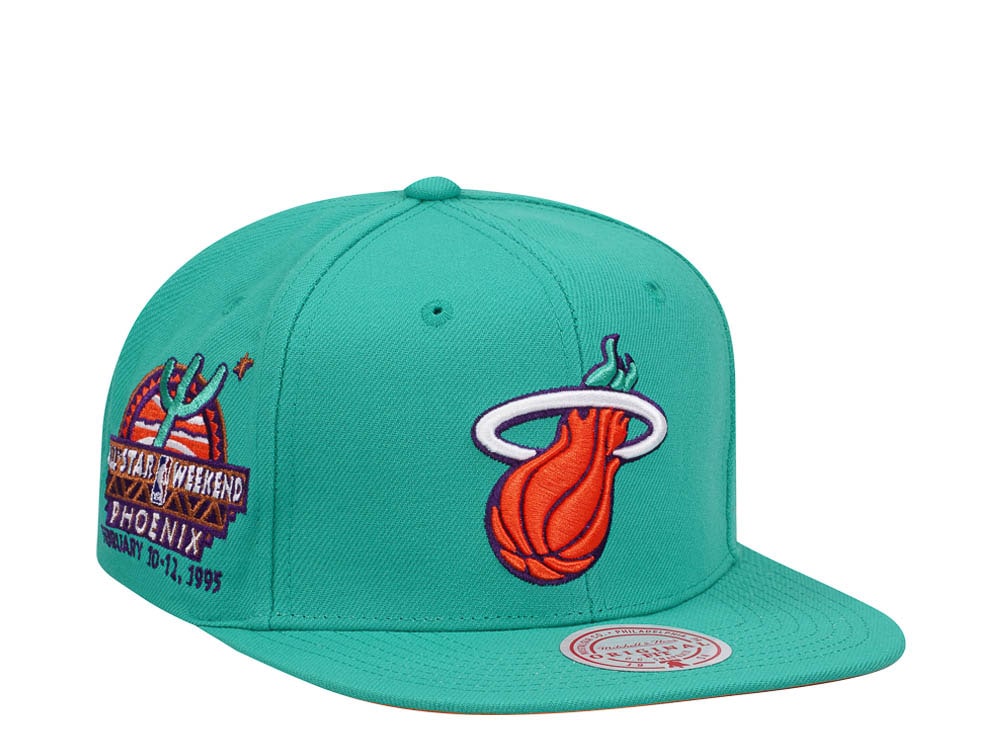 Mitchell & Ness Miami Heat Desert Green Hardwood Classic All Star Weekend Snapback Cap