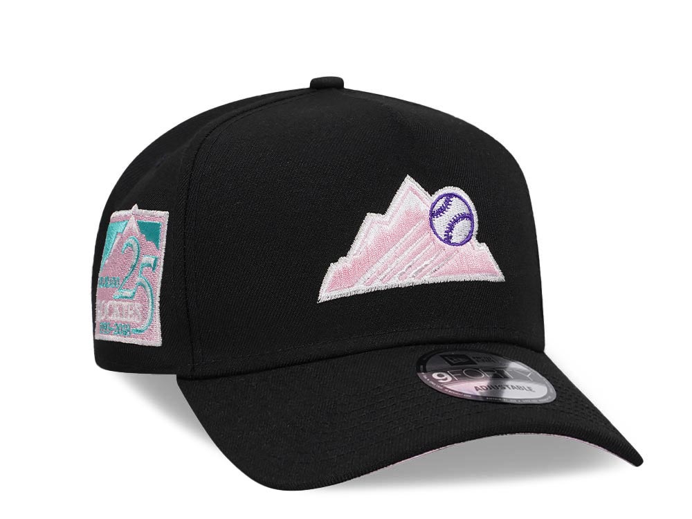 New Era Colorado Rockies 25th Anniversary Black Pink A Frame 9 Forty Snapback Cap