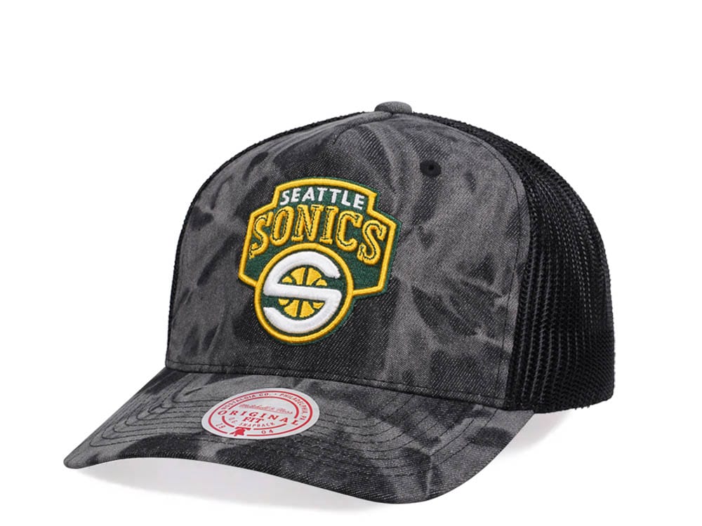 Mitchell & Ness Seattle Supersonics Burnt Ends Black Trucker Snapback Cap