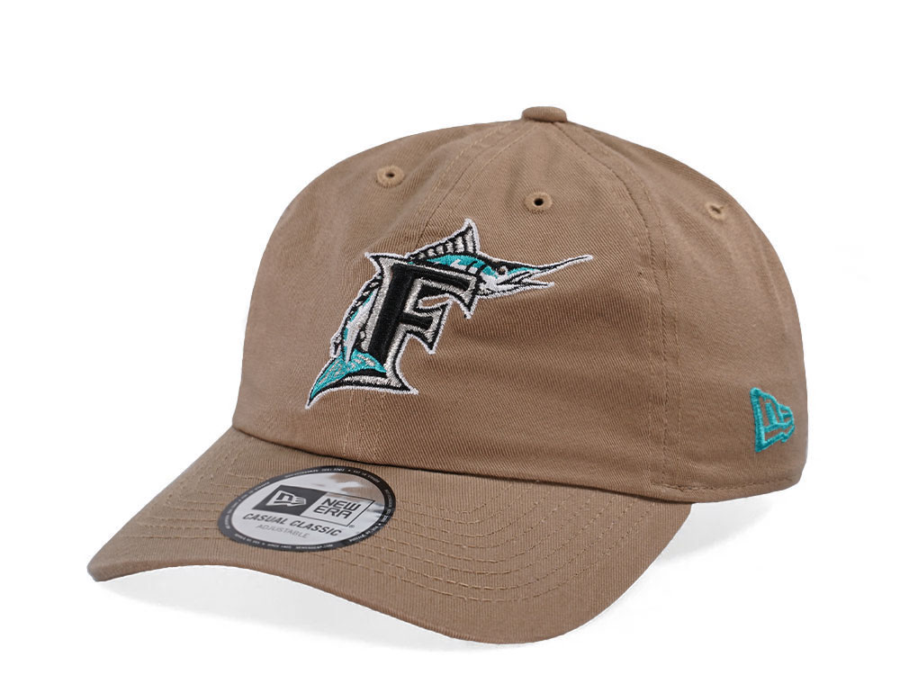 New Era Florida Marlins Khaki Casual Classic Edition Strapback Hat