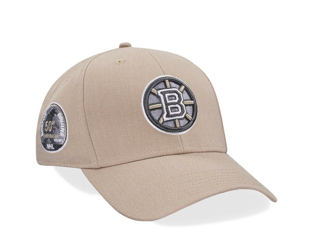 47Brand Boston Bruins 50th Anniversary Vintage Khaki Sure Shot MVP Snapback Cap