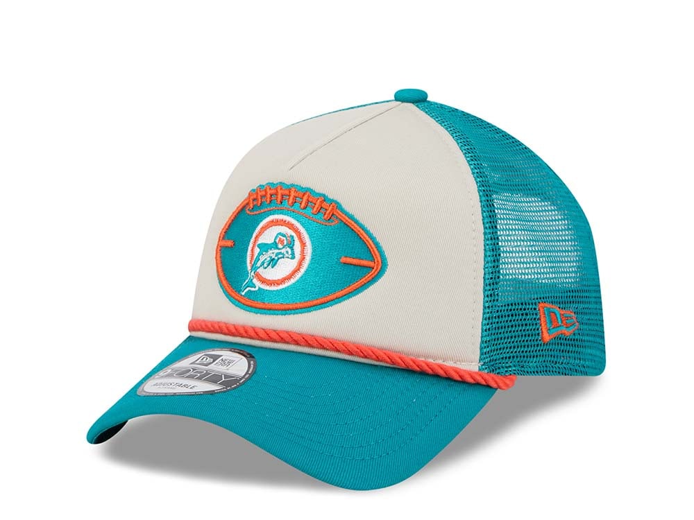 New Era Miami Dolphins Sideline 2024 9Forty A Frame Trucker Snapback Hat