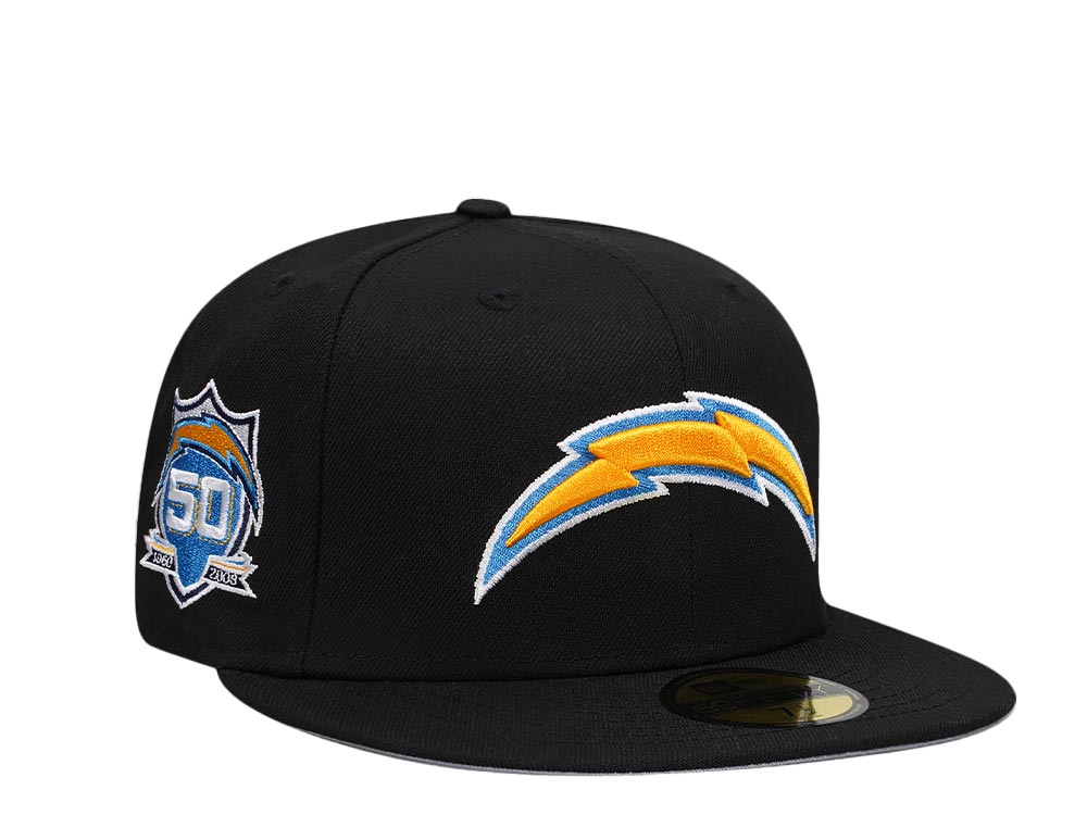 New Era Los Angeles Chargers 50th Anniversary Black Classic Edition 59Fifty Fitted Hat