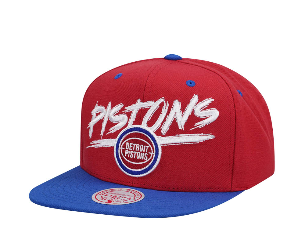 Mitchell & Ness Detroit Pistons Transcript Red Two Tone Snapback Hat