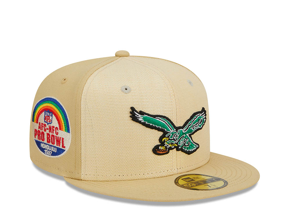 New Era Philadelphia Eagles Pro Bowl Honolulu 1987 Raffia Front Vegas Gold Edition 59Fifty Fitted Cap