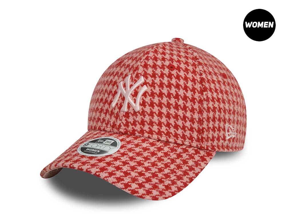 New Era New York Yankees Houndstooth Pink Womens 9Forty Snapback Hat