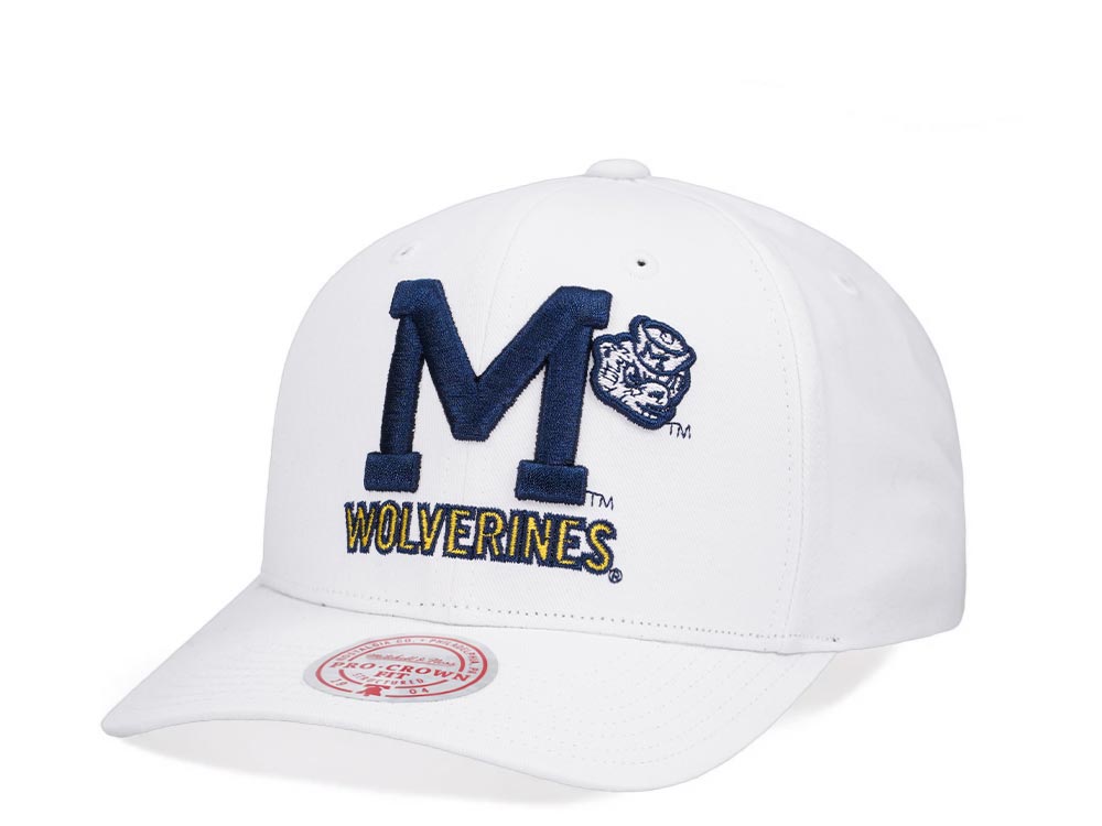 Mitchell & Ness University of Michigan All in Pro White Snapback Cap