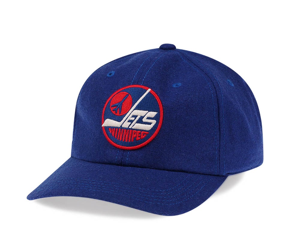 American Needle Winnipeg Jets Blue Curved Archive Wool Strapback Hat