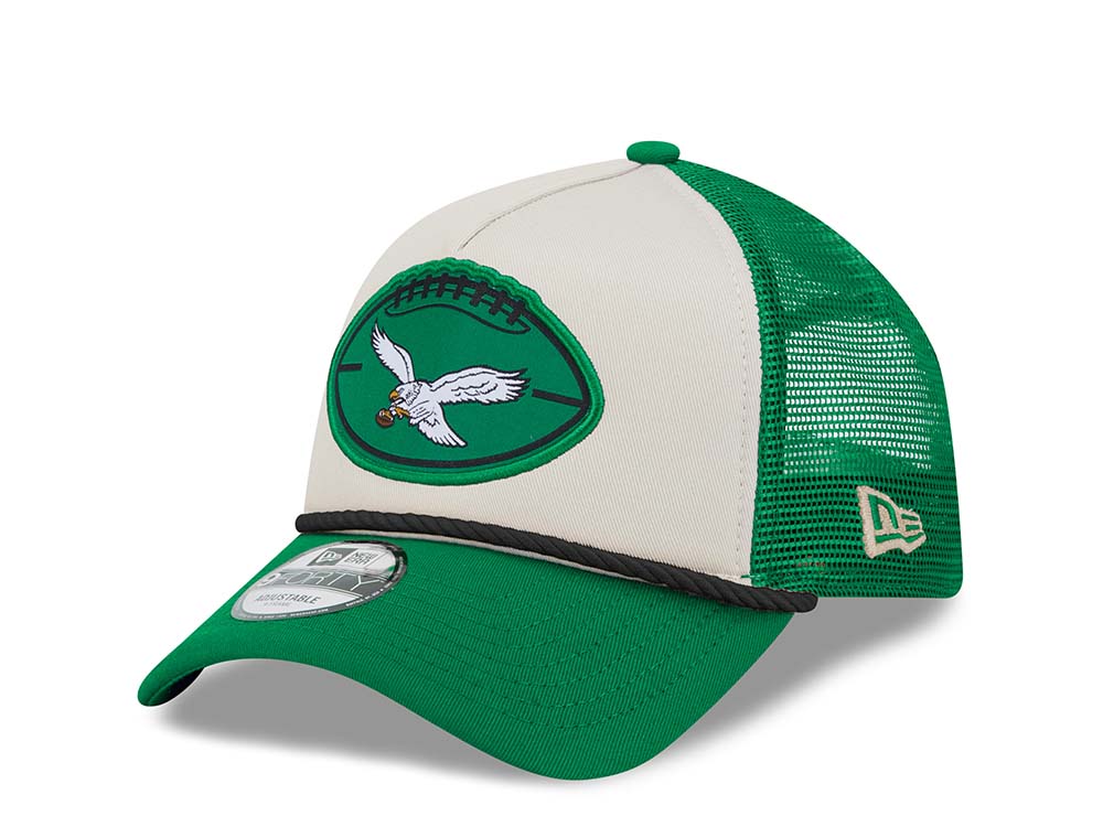 New Era Philadelphia Eagles Stone Two Tone 9Forty A Frame Trucker Strapback Cap