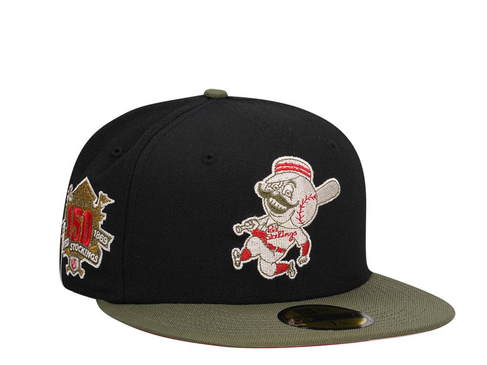 New Era Cincinnati Reds 150th Anniversary Black Olive Two Tone Edition 59Fifty Fitted Hat