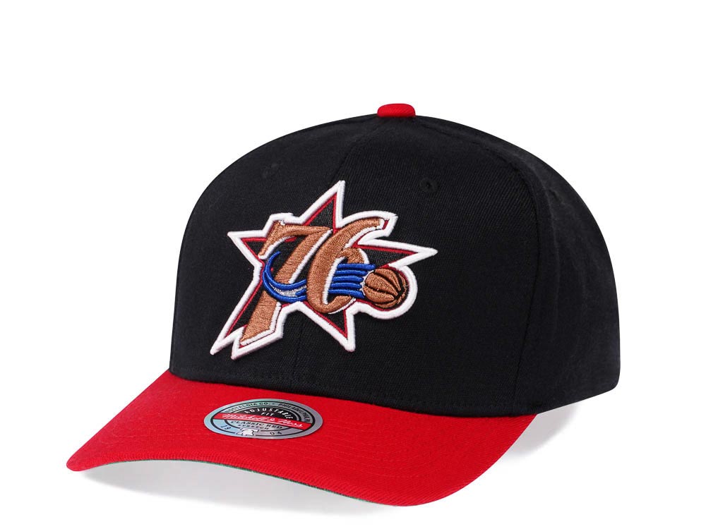 Mitchell & Ness Philadelphia 76ers Team Two Tone Red Line Solid Flex Snapback Hat