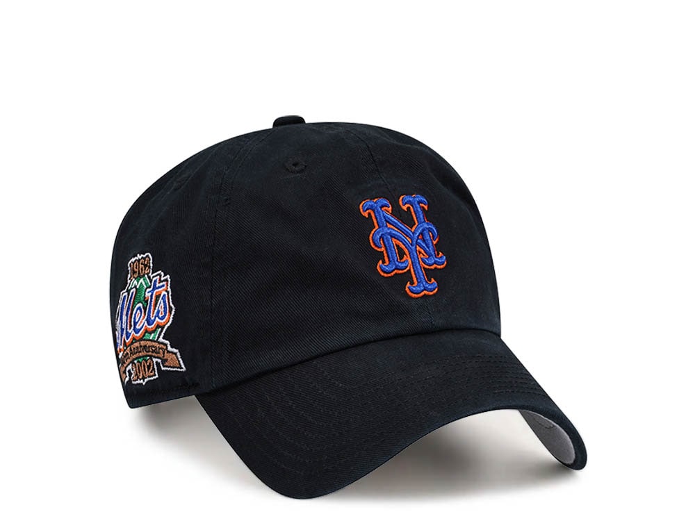 47Brand New York Mets 10th Anniversary Black Clean Up Strapback Cap