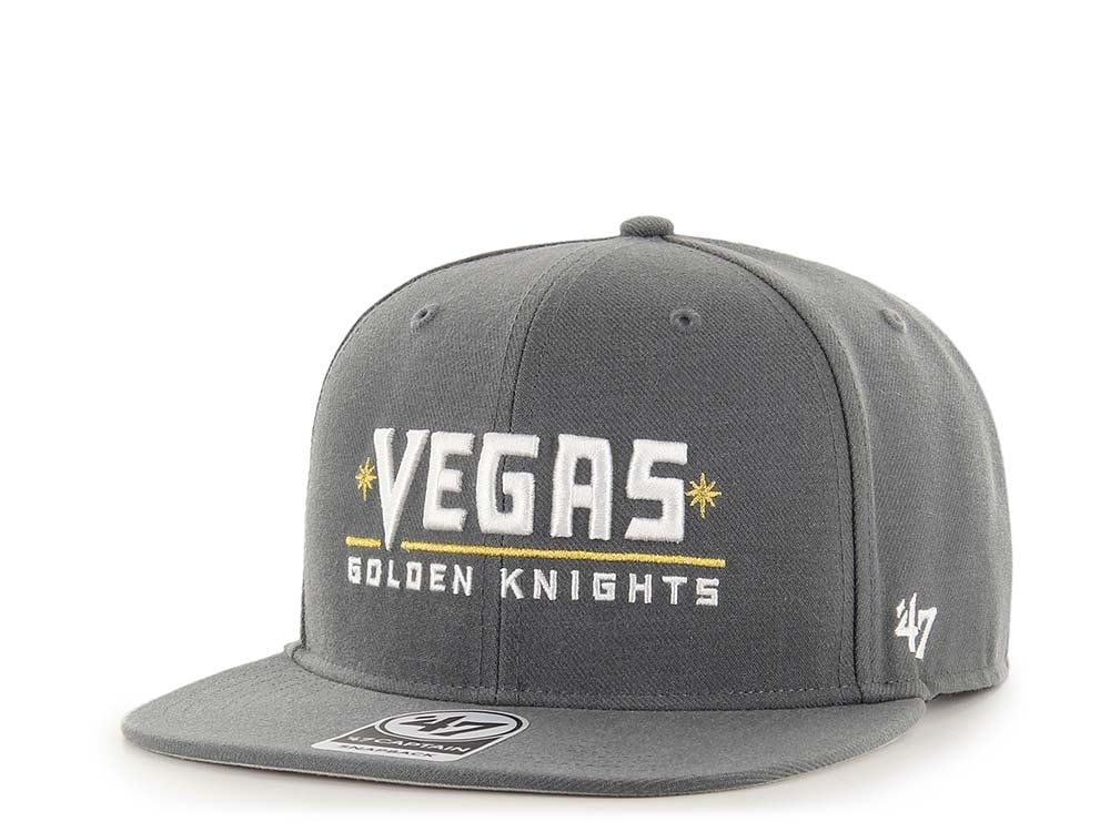 47Brand Vegas Golden Knights No Shot Charcoal Script Captain Snapback Hat