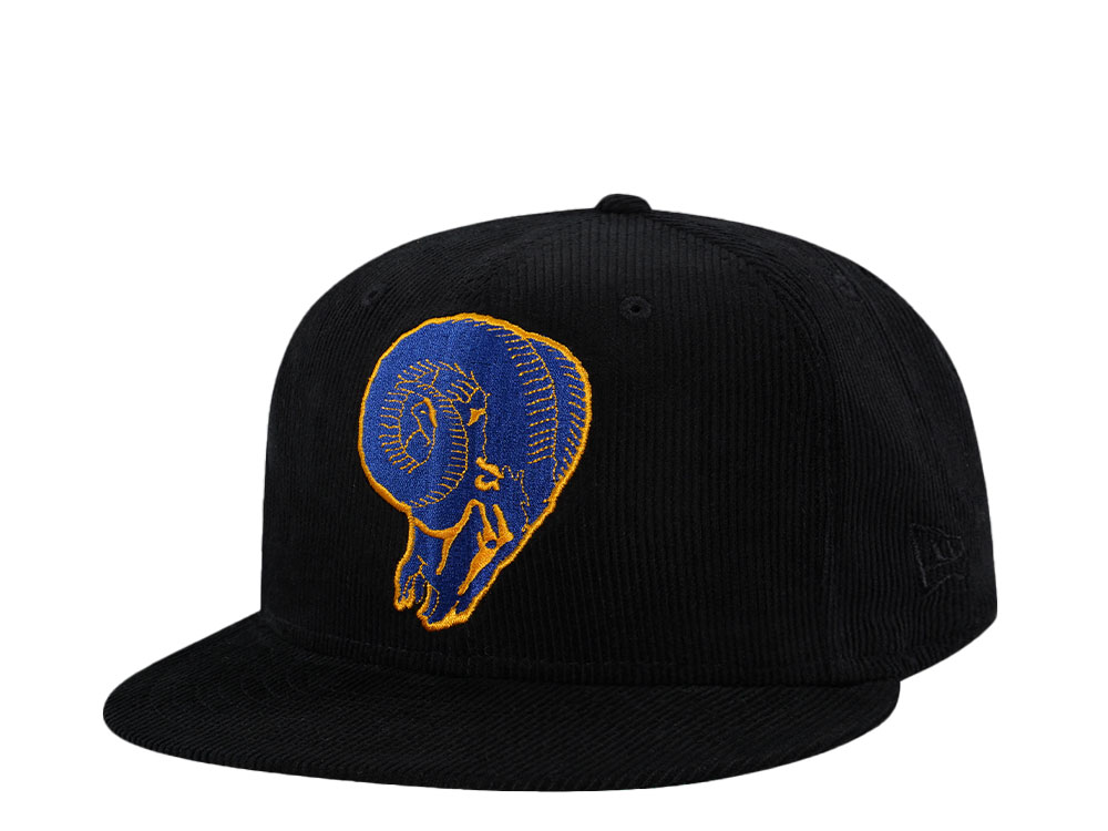 New Era Los Angeles Rams Black Cord Throwback Edition 59Fifty Fitted Hat