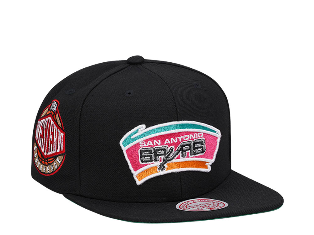 Mitchell & Ness San Antonio Spurs Conference Patch Black Snapback Hat