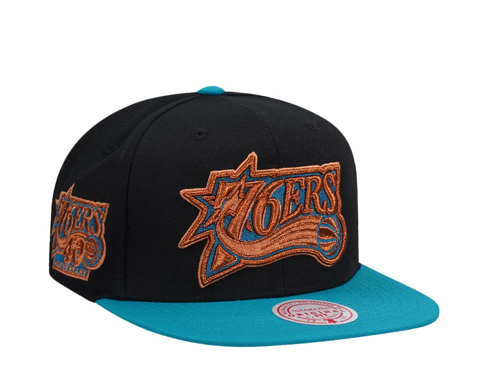 Mitchell & Ness Philadelphia 76ers 40th Anniversary Make Cents Black Two Tone Hardwood Classic Snapback Cap