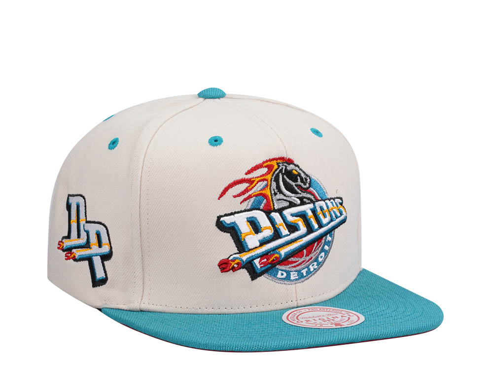 Mitchell & Ness Detroit Pistons Sail Off White Two Tone Snapback Hat