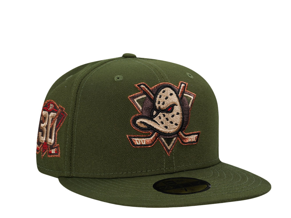 New Era Anaheim Ducks 30th Anniversary Horror Pack Rifle Green Edition 59Fifty Fitted Hat