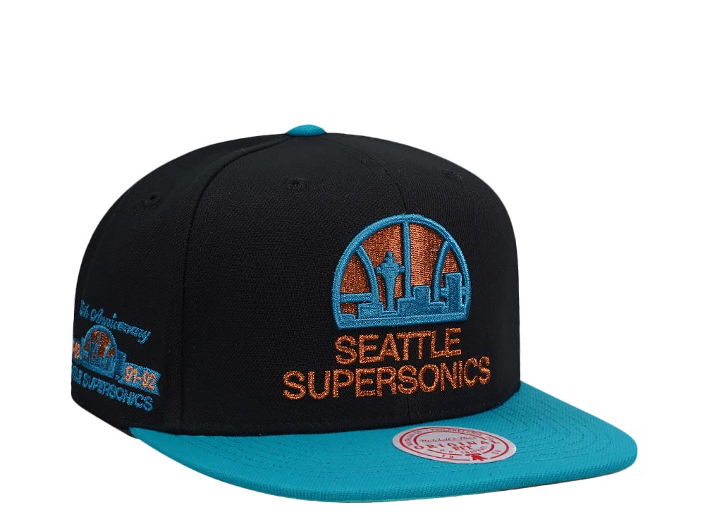 Mitchell & Ness Seattle Supersonics 25th Anniversary Make Cents Black Two Tone Hardwood Classic Snapback Cap