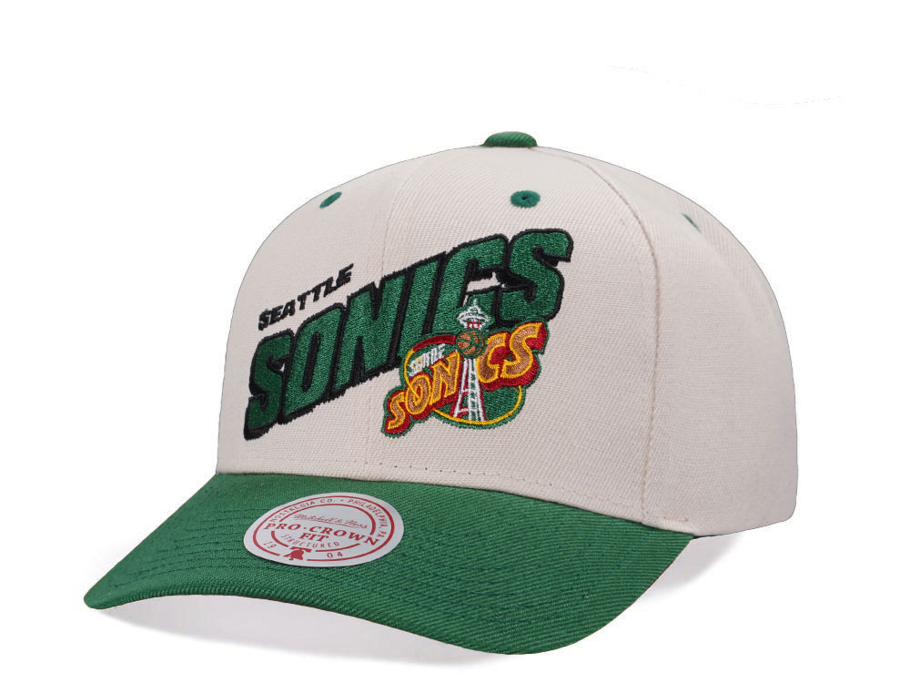 Mitchell & Ness Seattle SuperSonics Chrome Two Tone Pro Crown Fit Snapback Cap