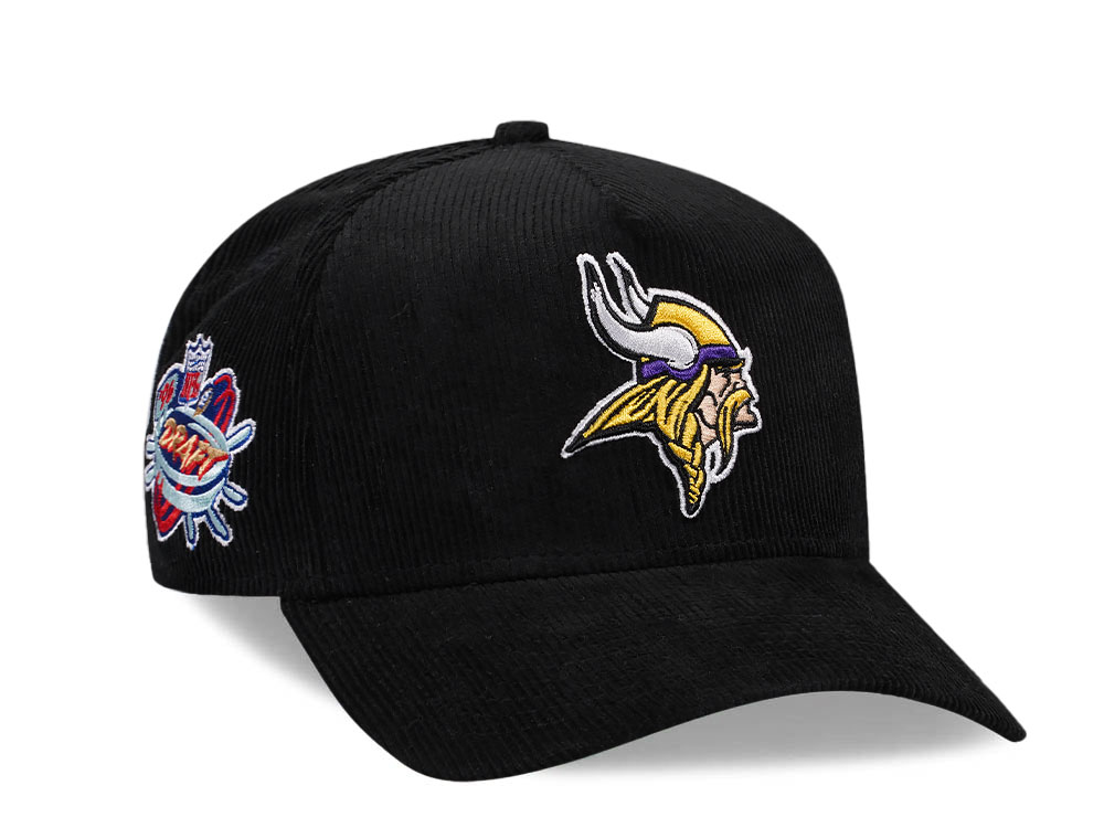 New Era Minnesota Vikings Draft 1996 Black Corduroy Edition 9Forty A Frame Snapback Cap