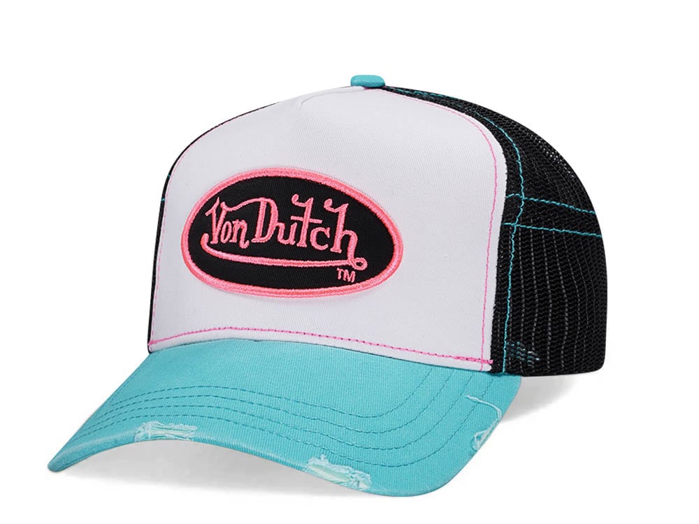 Von Dutch White Teal Two Tone Edition Trucker Snapback Cap