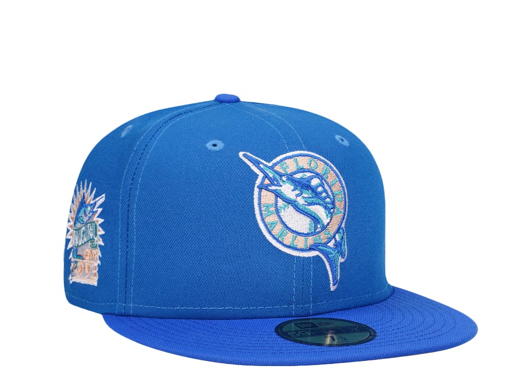 New Era Florida Marlins Inaugural Year 1993 Sneaky Blue Peach Two Tone Edition 59Fifty Fitted Hat