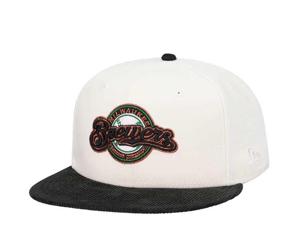 New Era Milwaukee Brewers Cream Cord Brim Prime Edition 59Fifty Fitted Hat