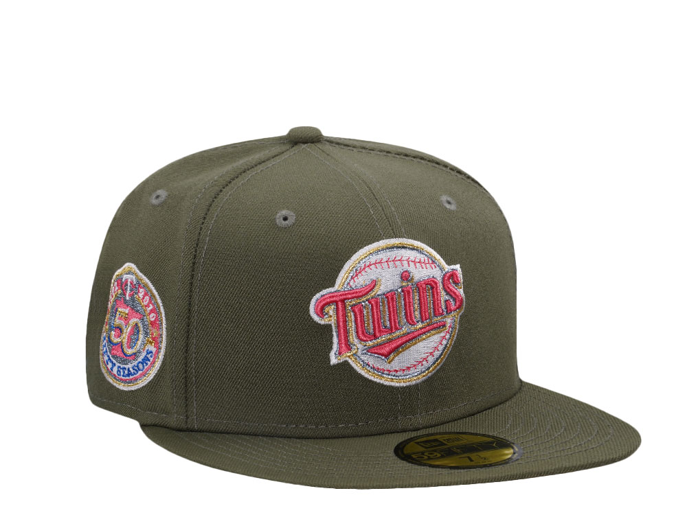 New Era Minnesota Twins 50 Seasons Olive Metallic Edition 59Fifty Fitted Hat