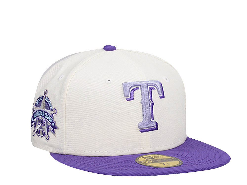 New Era Texas Rangers All Star Game 1995 Cream Purple Two Tone Edition 59Fifty Fitted Hat