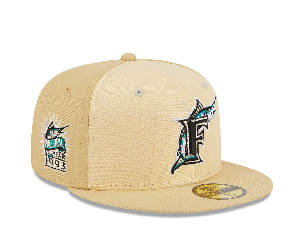 New Era Florida Marlins Inaugural Year 1993 Raffia Front Vegas Gold Edition 59Fifty Fitted Hat