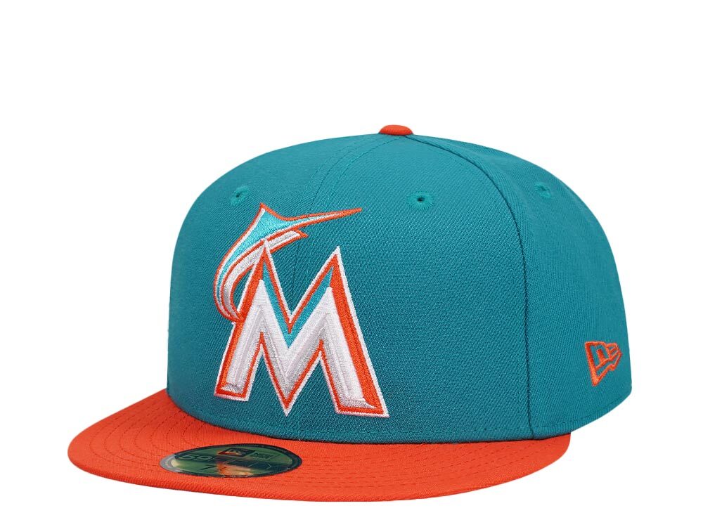 New Era Miami Marlins Teal Orange Two Tone Edition 59Fifty Fitted Hat