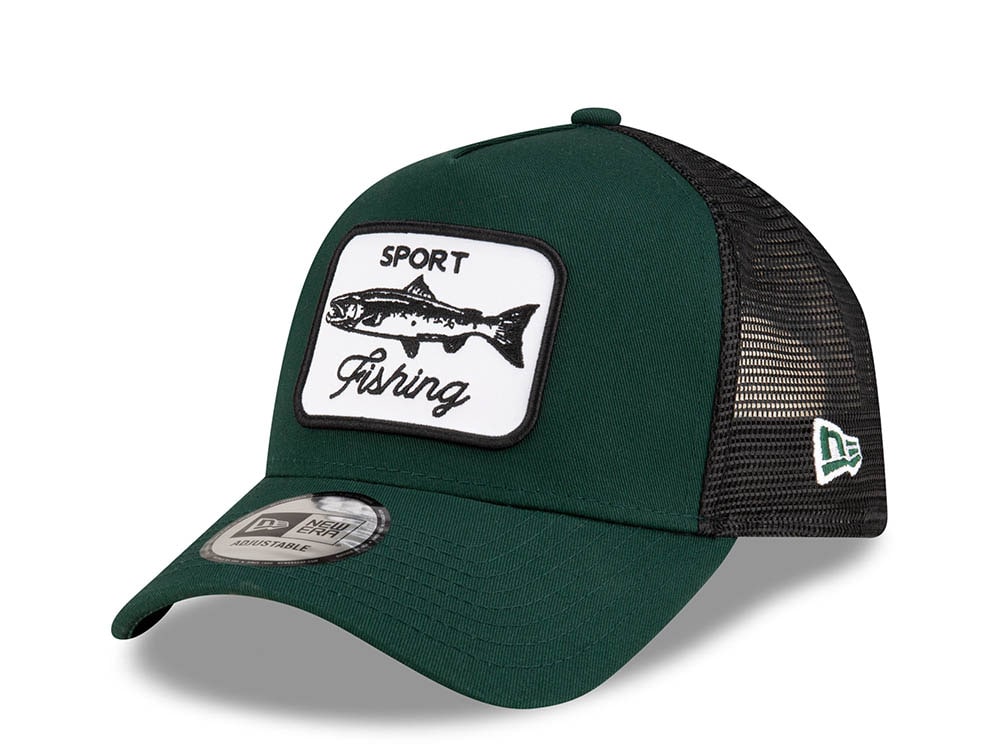 New Era Sport Fishing Patch Green 9Forty A Frame Trucker Snapback Cap