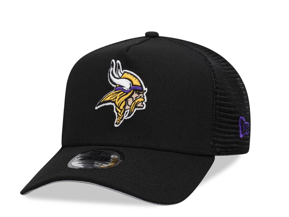 New Era Minnesota Vikings Black 9Forty A Frame Trucker Snapback Hat