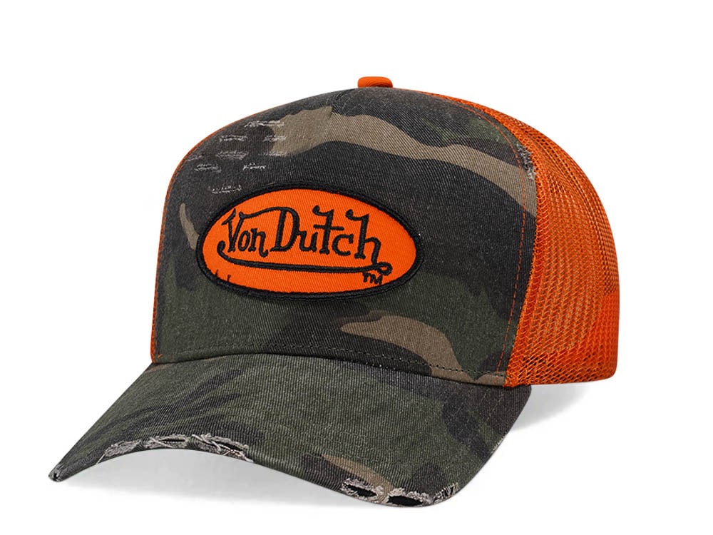 Von Dutch Camouflage Orange Edition Trucker Snapback Cap