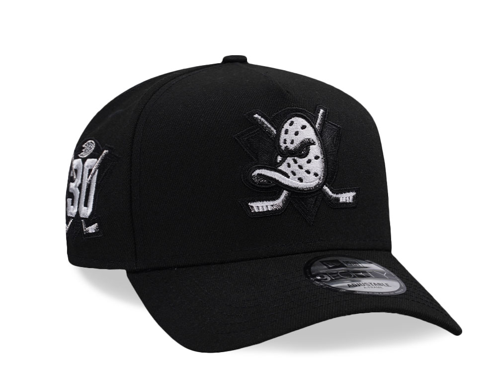 New Era Anaheim Ducks 30th Anniversary Blacked Out Edition 9Forty A Frame Snapback Hat