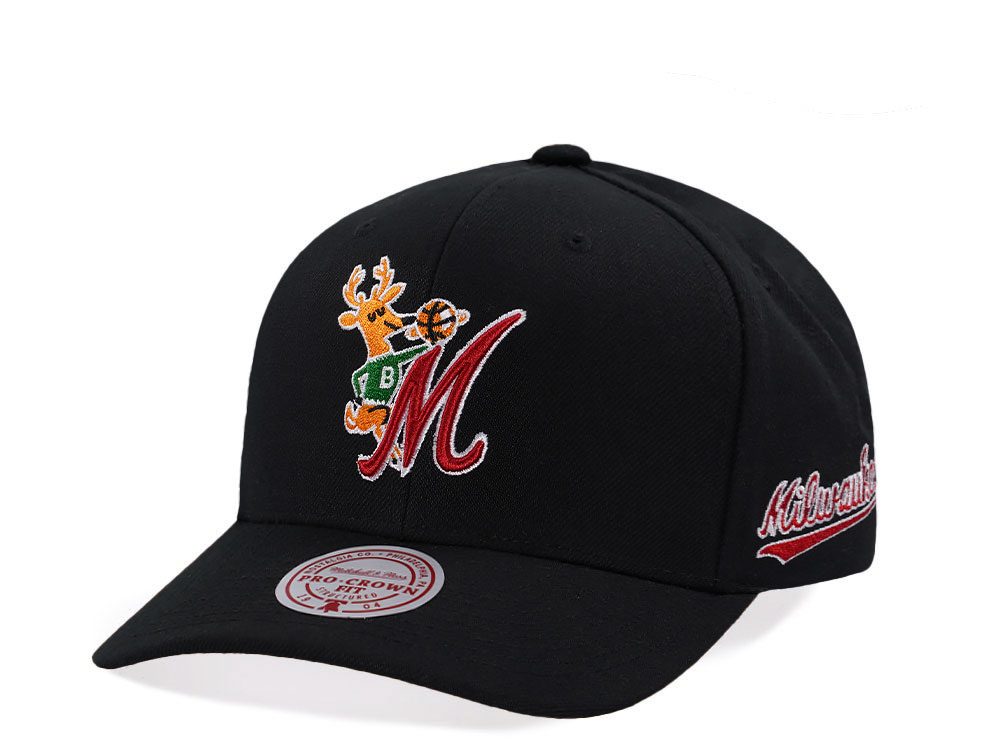 Mitchell & Ness Milwaukee Bucks Hardwood Classic Pro Crown Fit Black Snapback Hat