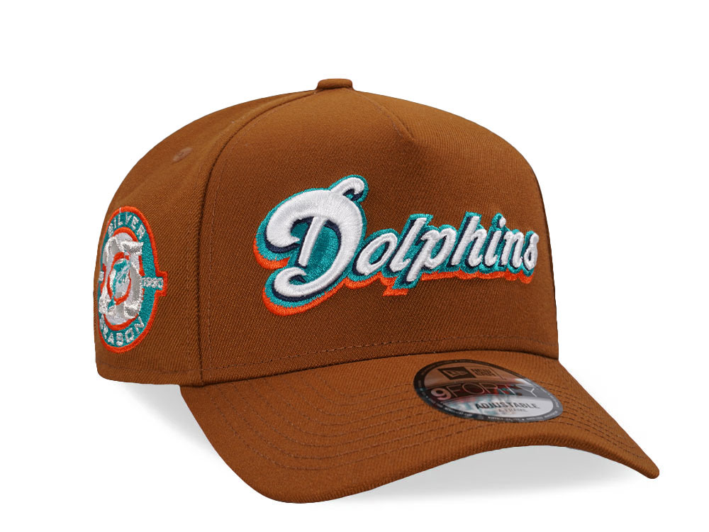 New Era Miami Dolphins 25th Anniversary Bourbon Prime Edition 9Forty A Frame Snapback Cap