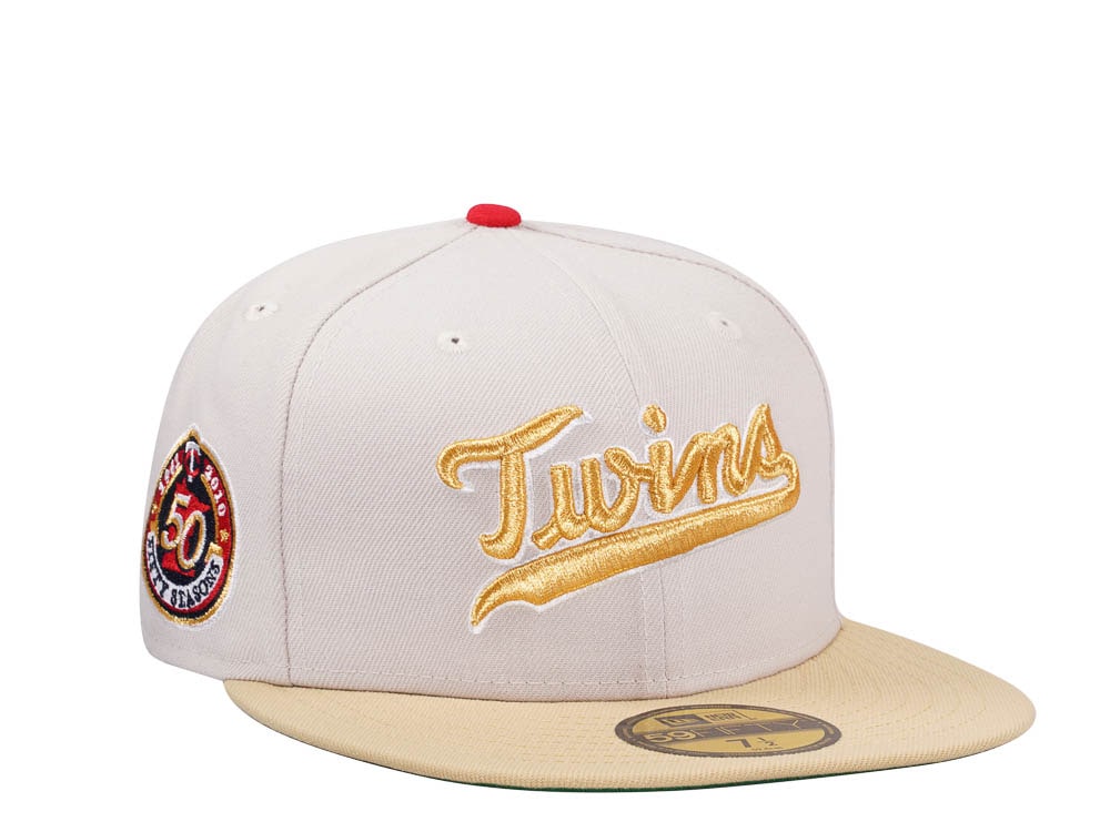 New Era Minnesota Twins 50th Season Stone Gold Two Tone Edition 59Fifty Fitted Hat