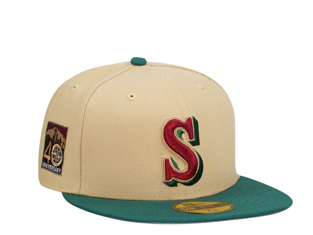 New Era Seattle Mariners 40th Anniversary Vegas Gold Prime Two Tone Edition 59Fifty Fitted Hat