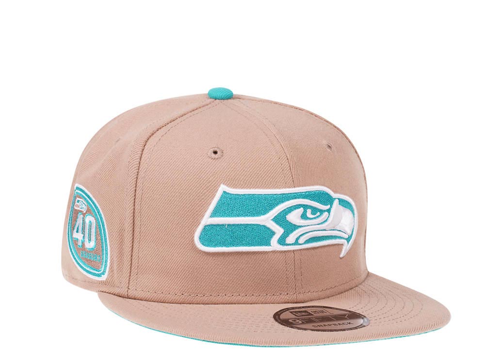 New Era Seattle Seahawks 40 Seasons Camel Mint Edition 9Fifty Snapback Hat