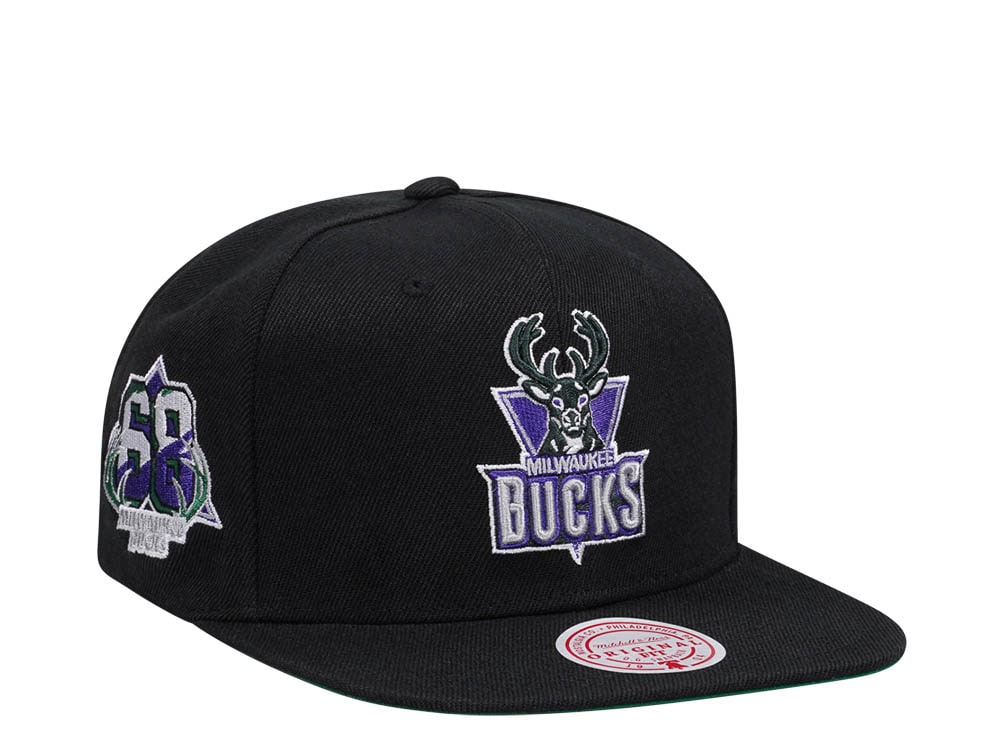 Mitchell & Ness Milwaukee Bucks NBA Black Side Jam Throwback Edition Snapback Hat