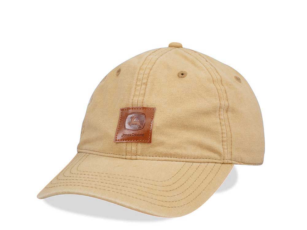 John Deere Stone Washed Logo Brown Strapback Hat