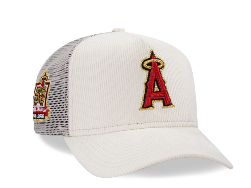 New Era Anaheim Angels 50th Anniversary Chrome Corduroy Prime Trucker 9Forty A Frame Snapback Cap