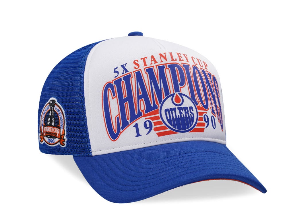 47Brand Edmonton Oilers Vintage Stanley Blue Foam Champ Offside Trucker Snapback Cap