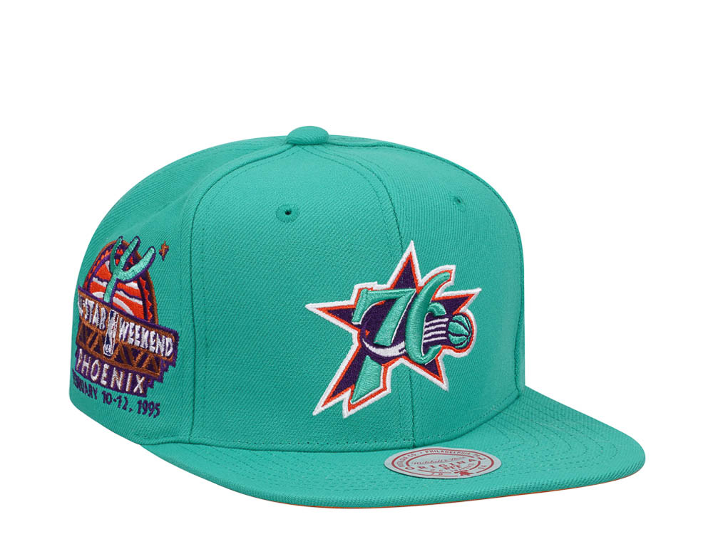 Mitchell & Ness Philadelphia 76ers Desert Green Hardwood Classic All Star Weekend Snapback Hat