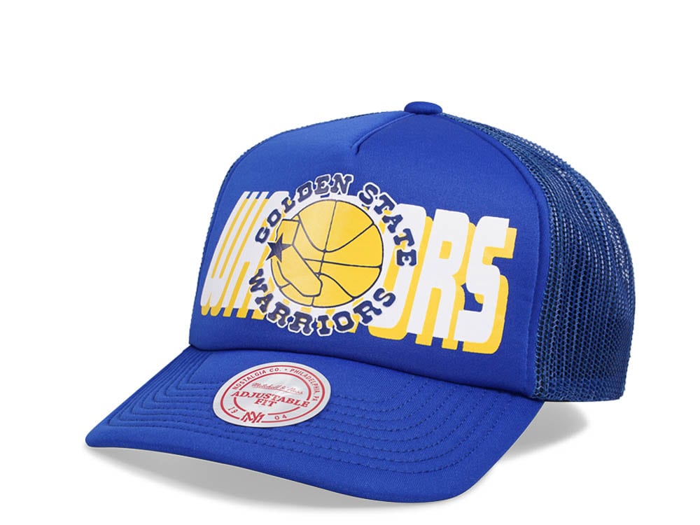 Mitchell & Ness Golden State Warriors Blue Billboard Trucker Snapback Cap